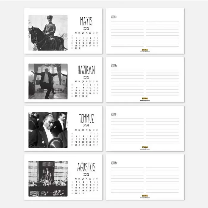 2026 Atatürk Takvimi - Atatürk Fotoğraflı 2026 Masa Takvimi - Kahverengi