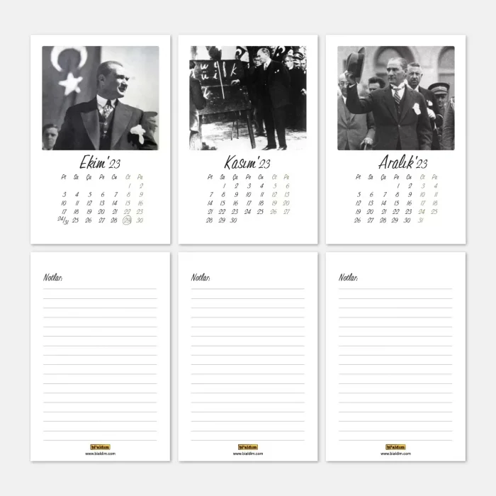 2026 Atatürk Takvimi, Atatürk Masa Takvimi, 2026 Takvim, 2026 Masa Takvimi