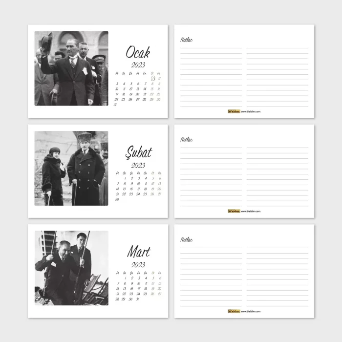 2026 Atatürk Takvimi, Atatürk Masa Takvimi, 2026 Takvim