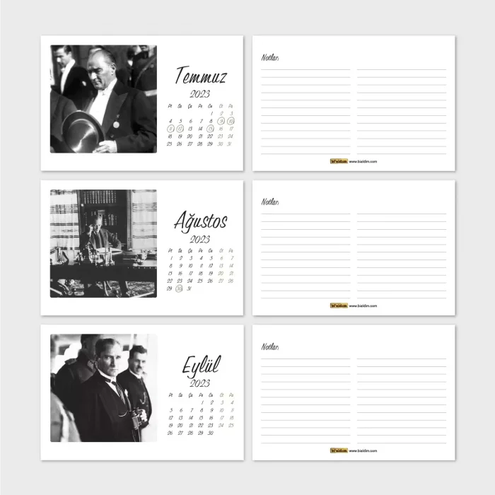 2026 Atatürk Takvimi, Atatürk Masa Takvimi, 2026 Takvim