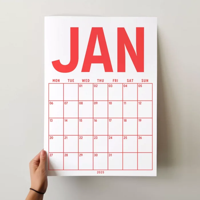 2026 Aylık Planlayıcı Duvar Takvimi, 33X48 cm & A4 Poster Takvim, Aile Takvimi, Gökkuşağı Renkleri