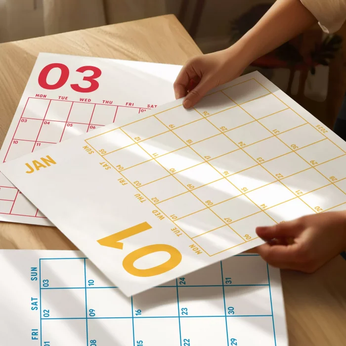 2026 Aylık Planlayıcı Duvar Takvimi, 33X48 cm & A4 Poster Takvim, Organizer Takvim, Gökkuşağı Renkleri