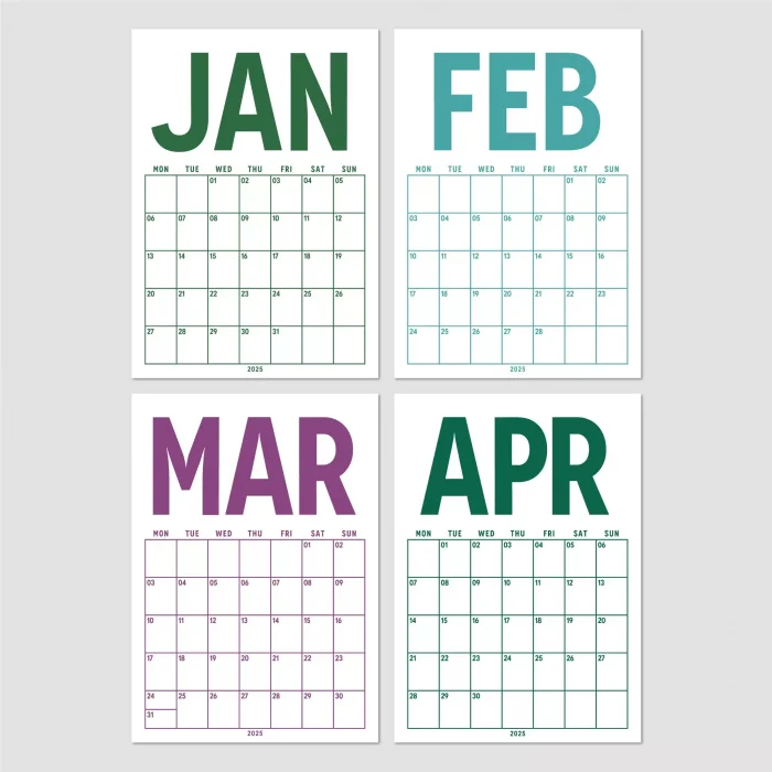 2026 Aylık Planlayıcı Duvar Takvimi, 33X48 cm, A4, Spiralli Takvim, Doğanın Renkleri