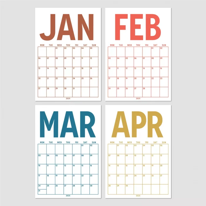 2026 Aylık Planlayıcı Duvar Takvimi, 33X48 cm, A4, Spiralli Takvim, Minimalist, Boho Toprak Renkleri