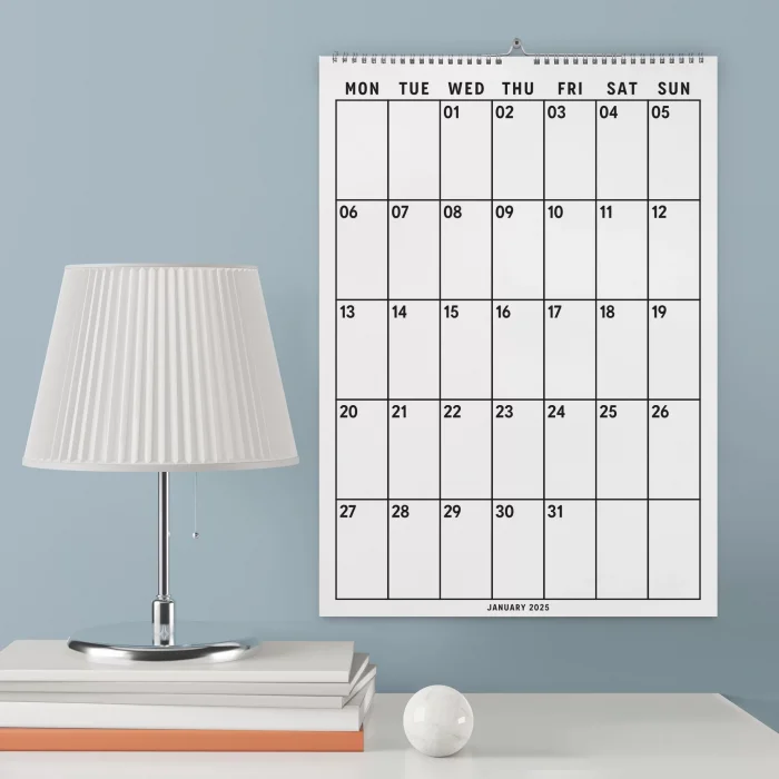 2026 Aylık Planlayıcı Duvar Takvimi, 33X48 cm, A4, Spiralli Takvim, Poster Takvim, Organizer Takvim