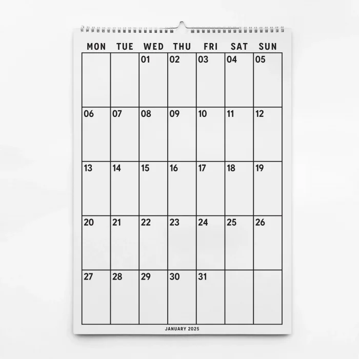 2026 Aylık Planlayıcı Duvar Takvimi, 33X48 cm, A4, Spiralli Takvim, Poster Takvim, Organizer Takvim