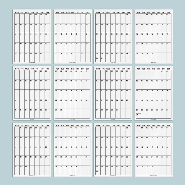 2026 Aylık Planlayıcı Duvar Takvimi, Minimal ve İşlevsel Tasarım, 33 x 48 cm, A4