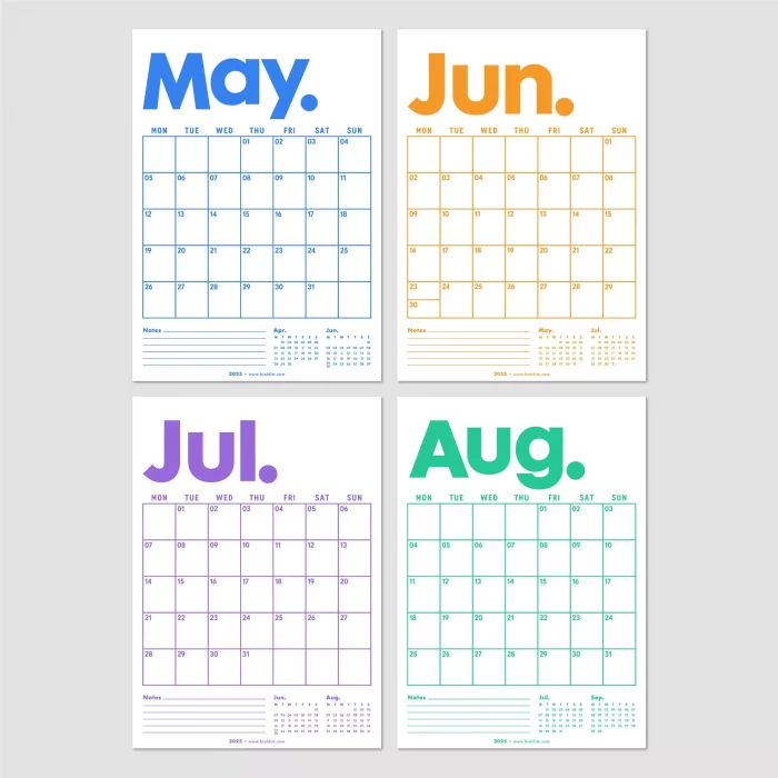 2026 Aylık Planlayıcı Duvar Takvimi, Önceki ve Sonraki Ay Takvim, 33X48 cm & A4 Poster Takvim, Canlı Gökkuşağı Renkleri