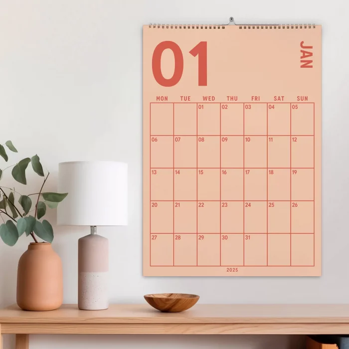 2026 Duvar Takvimi, 33X48 cm, A4, Spiralli Takvim, Aylık Planlayıcı Takvim, Boho Renkler