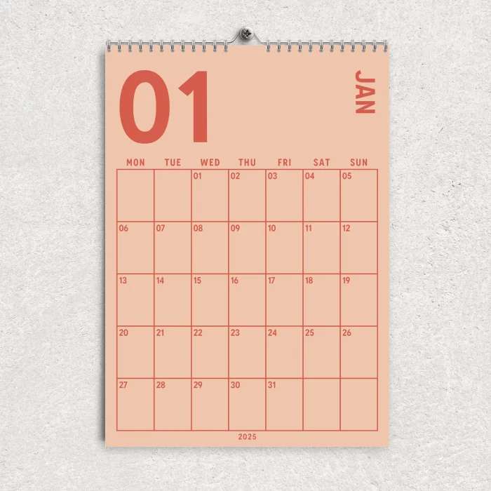 2026 Duvar Takvimi, 33X48 cm, A4, Spiralli Takvim, Aylık Planlayıcı Takvim, Boho Renkler