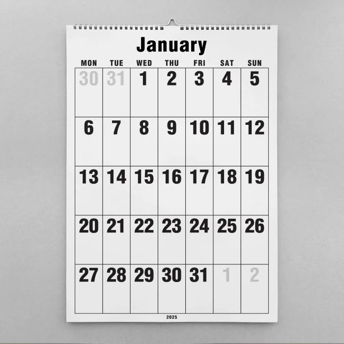 2026 Duvar Takvimi, 33X48 cm Spiralli Takvim, A4 Spiralli Takvim, Aylık Planlayıcı Takvim