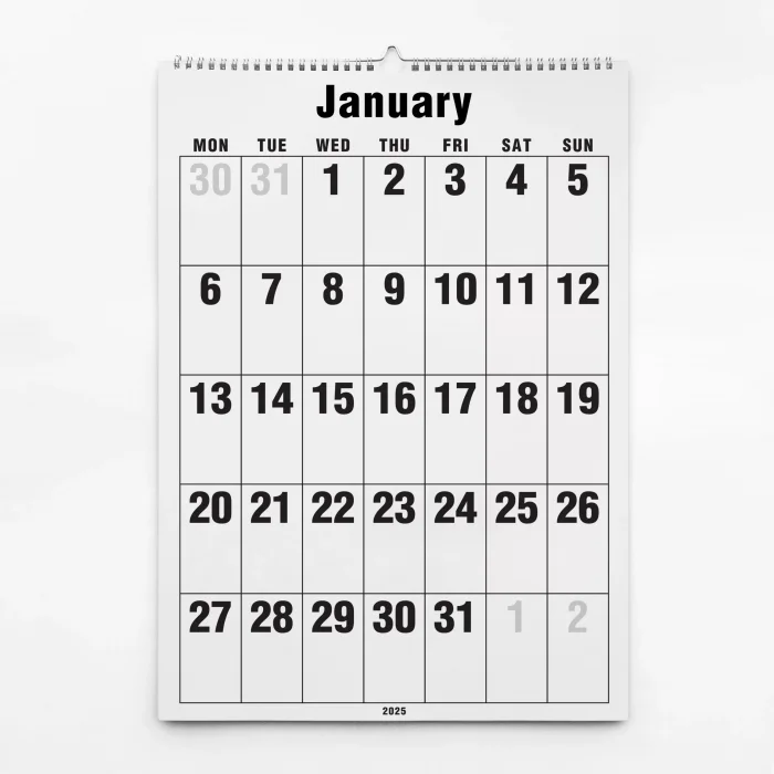 2026 Duvar Takvimi, 33X48 cm Spiralli Takvim, A4 Spiralli Takvim, Aylık Planlayıcı Takvim