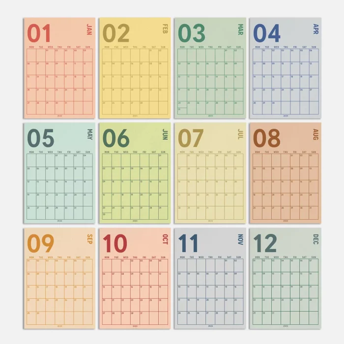 2026 Duvar Takvimi, A4, 33X48 cm, Poster Takvim, Aylık Planlayıcı Takvim, Boho Renkler