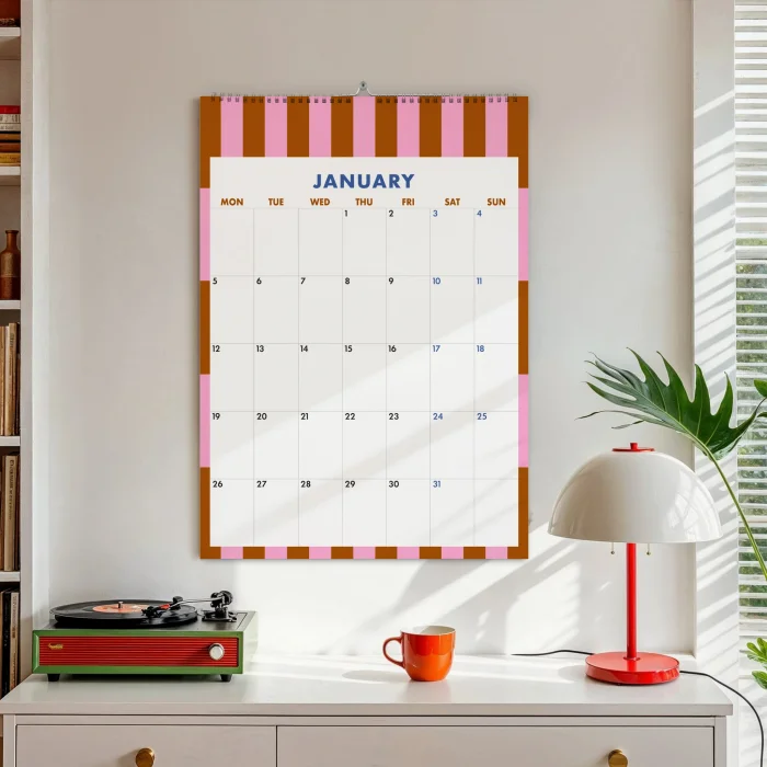 2026 Duvar Takvimi, Aylık Planlayıcı Takvim, 33X48 cm & A4 Takvim, Renkli Soyut Modern Sanat Duvar Takvimi