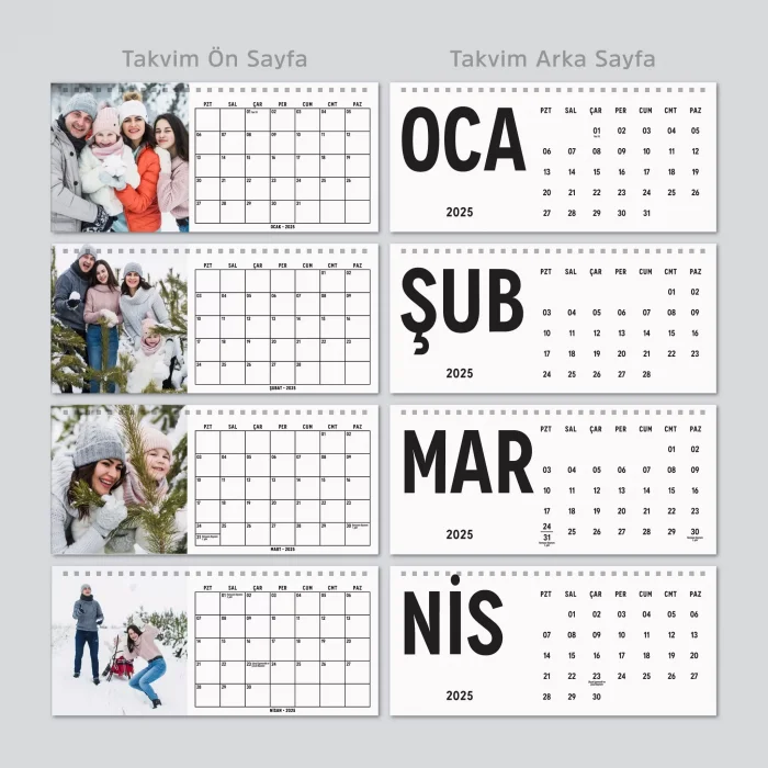 2026 Fotoğraflı Takvim, 2026 Aylık Planlayıcı Takvim, Kişiye Özel Fotoğraflı Büyük Ebat Masa Takvimi