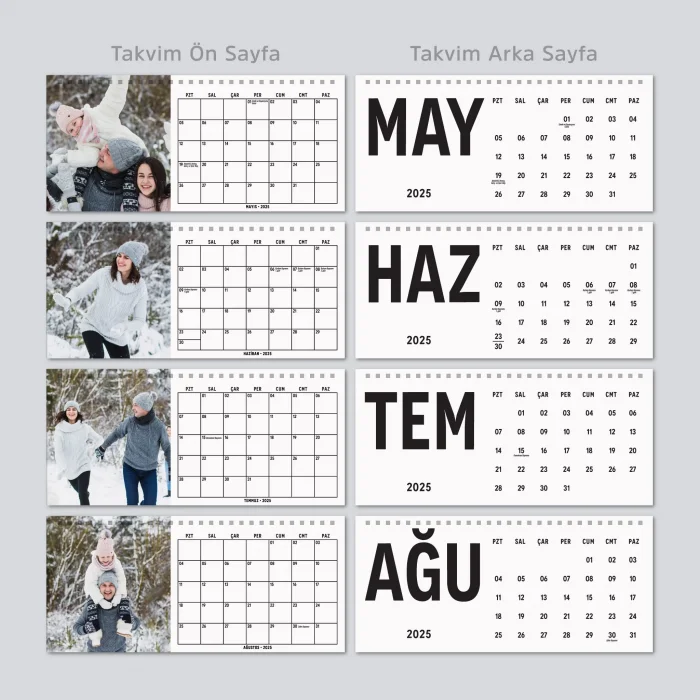 2026 Fotoğraflı Takvim, 2026 Aylık Planlayıcı Takvim, Kişiye Özel Fotoğraflı Büyük Ebat Masa Takvimi
