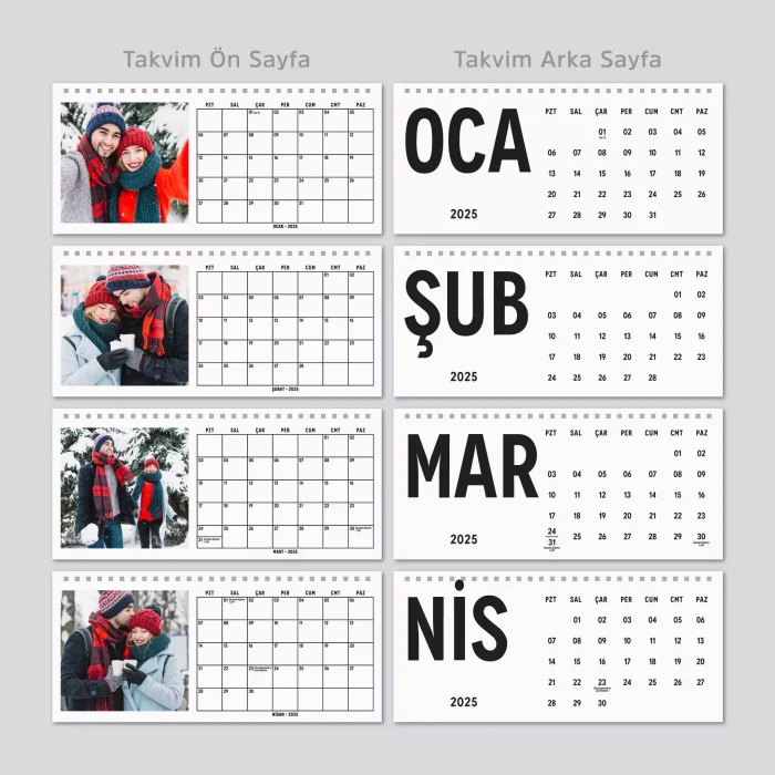 2026 Fotoğraflı Takvim, 2026 Aylık Planlayıcı Takvim, Kişiye Özel Fotoğraflı Masa Takvimi
