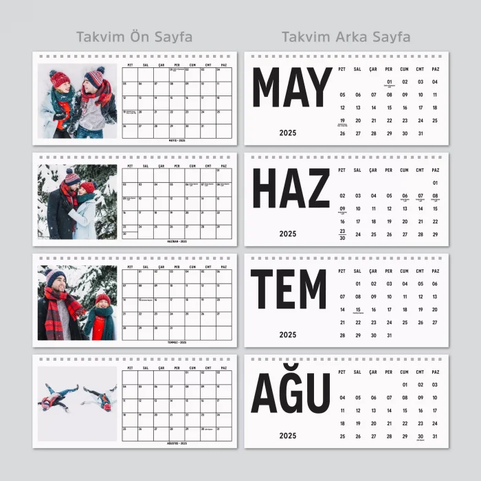 2026 Fotoğraflı Takvim, 2026 Aylık Planlayıcı Takvim, Kişiye Özel Fotoğraflı Masa Takvimi
