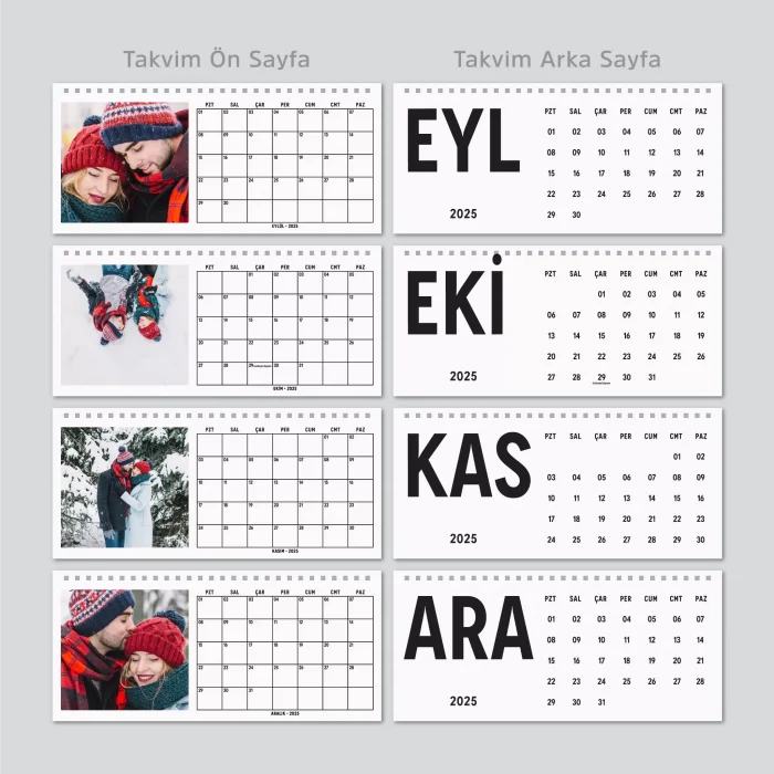2026 Fotoğraflı Takvim, 2026 Aylık Planlayıcı Takvim, Kişiye Özel Fotoğraflı Masa Takvimi