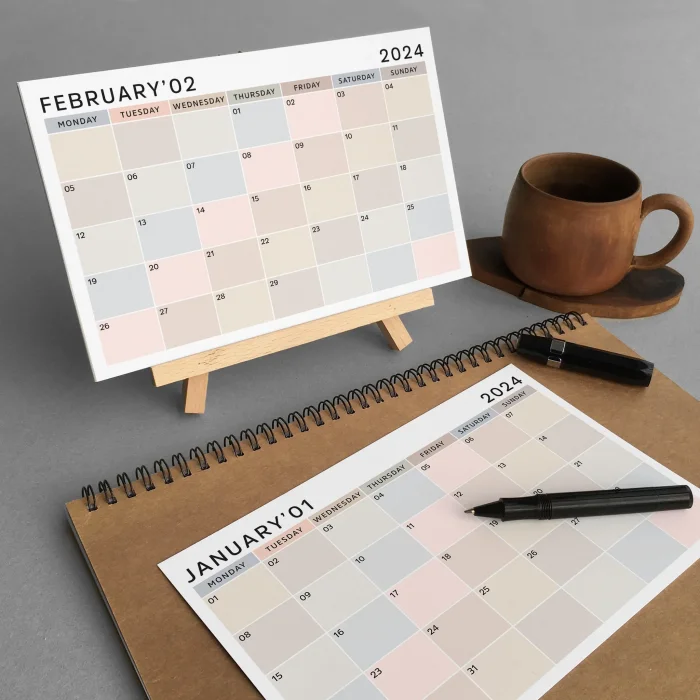 2026 Masa Takvimi, Ahşap Şövale Masa Takvimi, Aylık Planlamalı Takvim, Boho Renkli 2026 Takvim, Yapılacaklar Listesi(Arka Sayfalar)