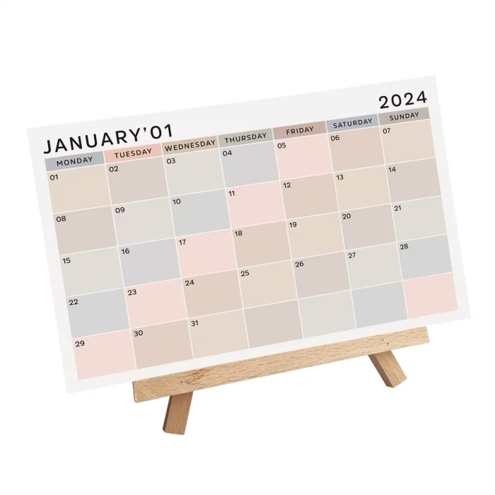 2026 Masa Takvimi, Ahşap Şövale Masa Takvimi, Aylık Planlamalı Takvim, Boho Renkli 2026 Takvim, Yapılacaklar Listesi(Arka Sayfalar)