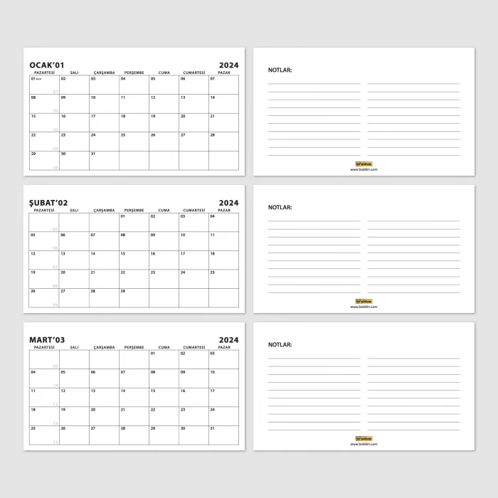 2026 Masa Takvimi, Aylık Planlama, 2026 Takvimi, 2026 Desk Calendar, Monthly Planning, 2026 Calendar