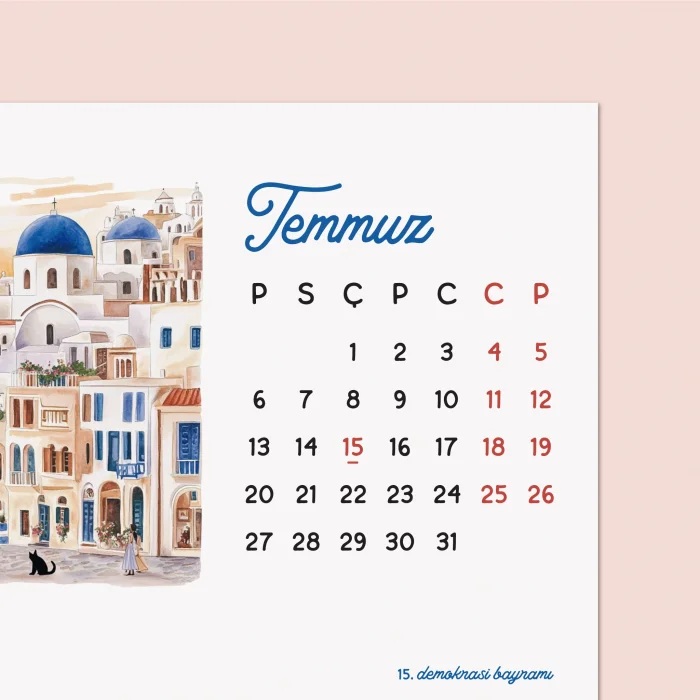 2026 Masa Takvimi - Dünya Şehirleri & Ünlü İkonik Simge Yapıları | Paris, Londra, İstanbul, New York, Marrakech, Tokyo, Floransa, Santorini, Amsterdam