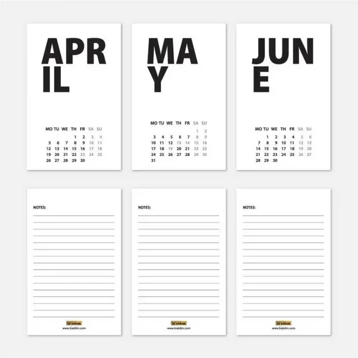 2026 Masa Takvimi İngilizce - Kırmızı Beyaz