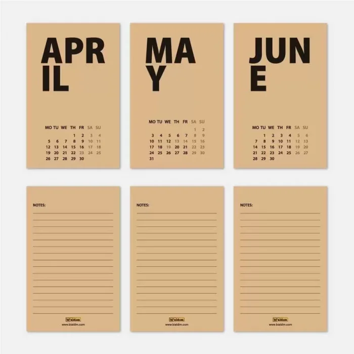 2026 Masa Takvimi İngilizce - Kırmızı Kraft