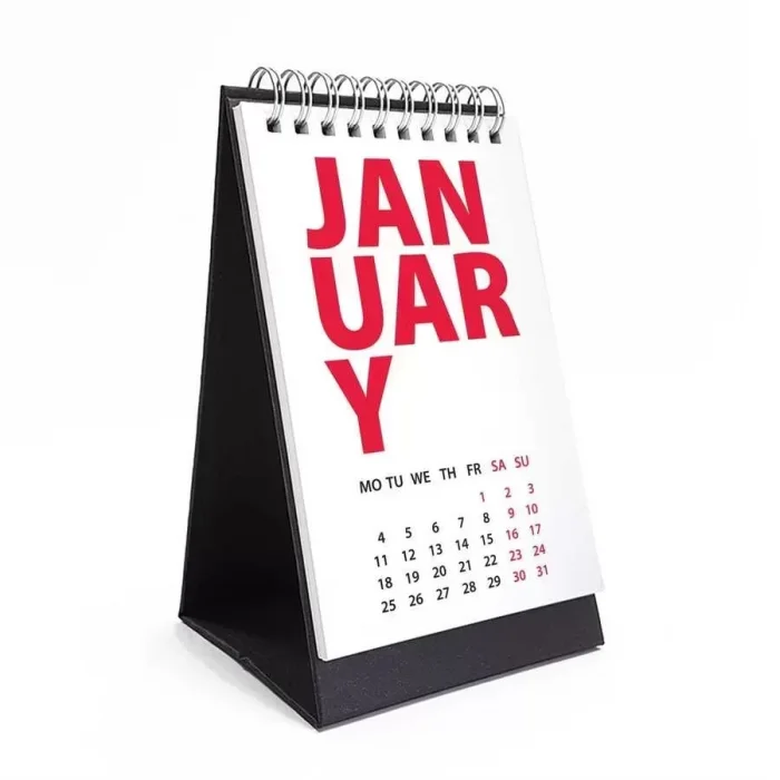 2026 Masa Takvimi İngilizce - Siyah Renkli