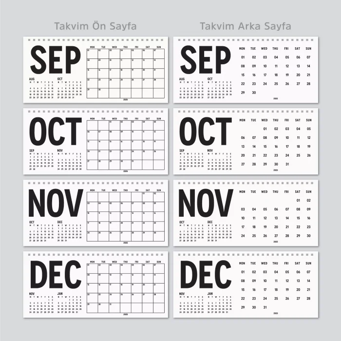 2026 Masa Takvimi, Önceki Ay Sonraki Ay Takvim, Aylık Planlayıcı Takvim, Üç Aylık Takvim, Çift Taraflı Büyük Boy Masa Takvimi, Desk Calendar