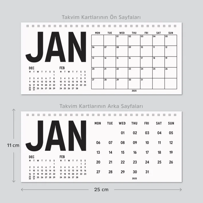 2026 Masa Takvimi, Önceki Ay Sonraki Ay Takvim, Aylık Planlayıcı Takvim, Üç Aylık Takvim, Çift Taraflı Büyük Boy Masa Takvimi, Desk Calendar