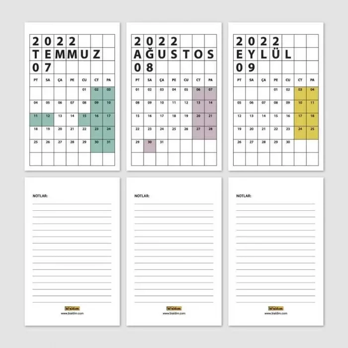 2026 Masa Takvimi Siyah