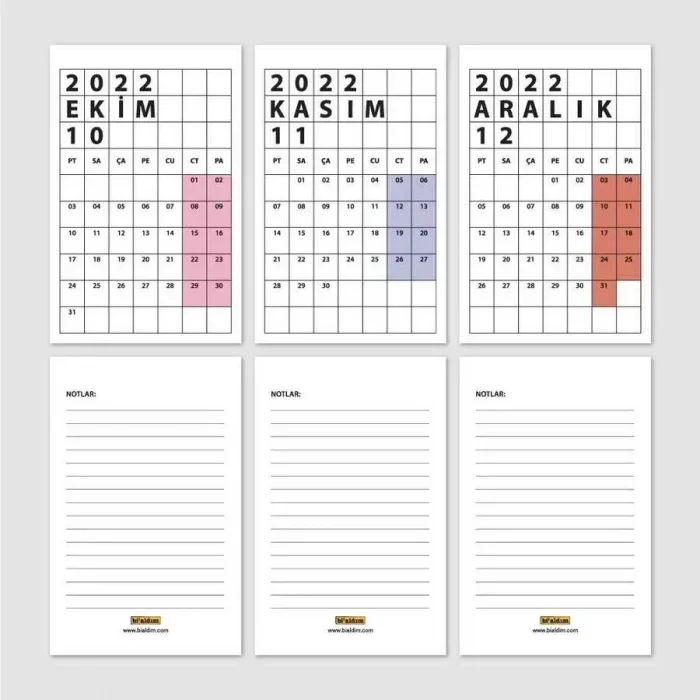 2026 Masa Takvimi Siyah