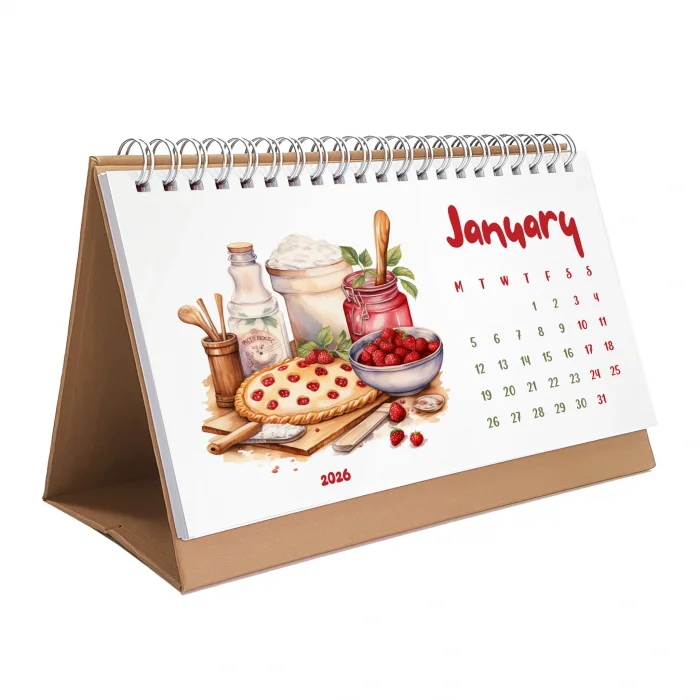2026 Masa Takvimi, Vintage Fırın ve Mutfak Sanatları Takvimi, 2026 Desk Calendar, Vintage Baking Calendar 2026