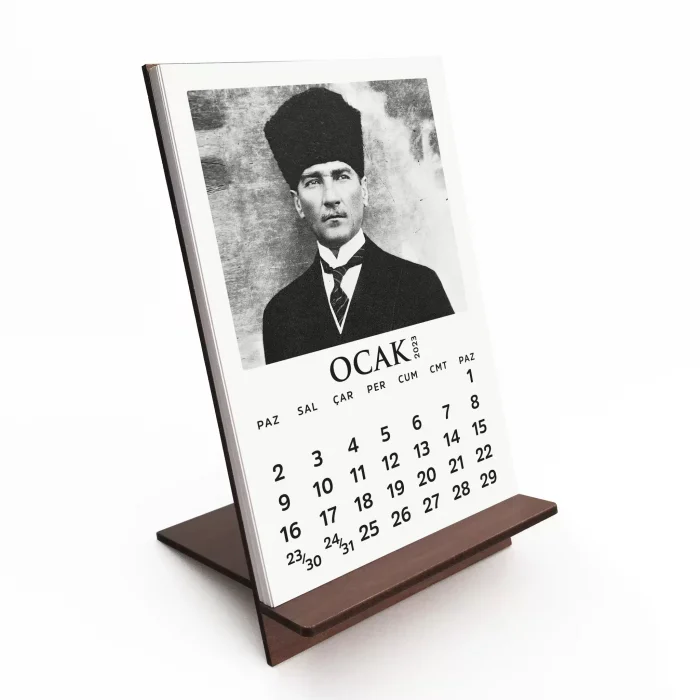 2026 Mustafa Kemal Atatürk Takvimi, Ahşap Atatürk Takvimi, 2026 Ahşap Masa Takvimi