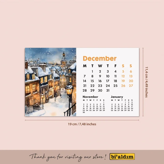 2026 Paris Masa Takvimi - Önceki ve Sonraki Ay Görünümlü Vintage Paris İllüstrasyonlu Takvim | Eyfel Kulesi, Louvre, Seine River, Montmartre Temalı