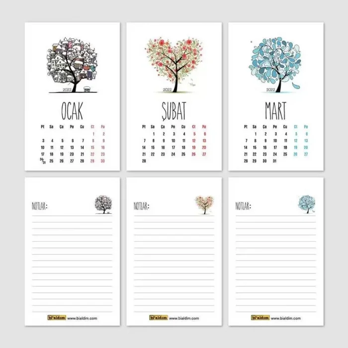 2026 Takvim Dört Mevsim Ağaç 2026 Masa Takvimi Kraft
