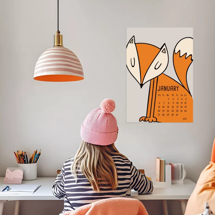 2026 Takvim, Sevimli Hayvanlar Duvar Takvimi, A4 Poster Takvim, 33x48 cm Poster Takvim, Renkli ve Eğlenceli