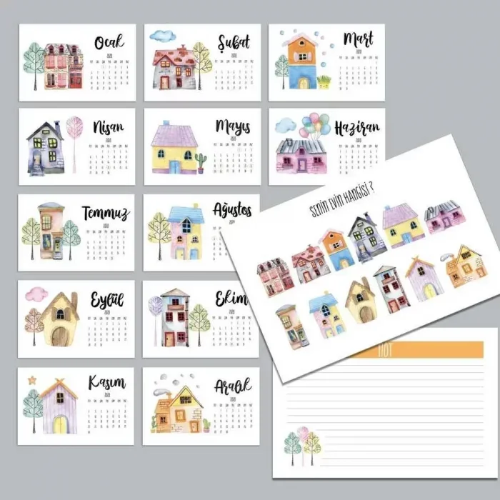 2026 Takvimi Sevimli Evler Tasarımlı 2026 Masa Takvimi