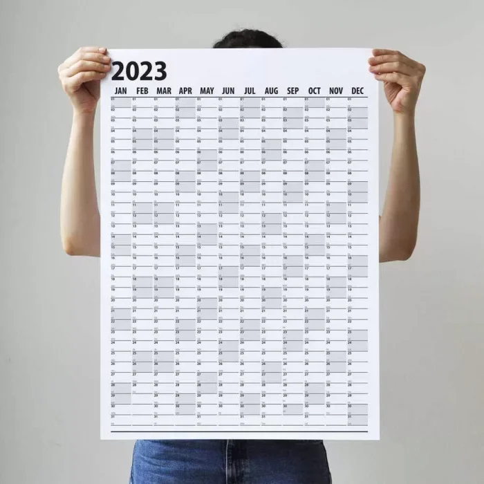 2026 Yıllık Planlayıcı Duvar Takvim Siyah Yearly Wall Planner