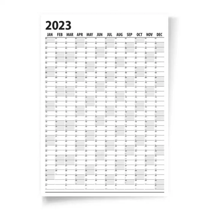 2026 Yıllık Planlayıcı Duvar Takvim Siyah Yearly Wall Planner