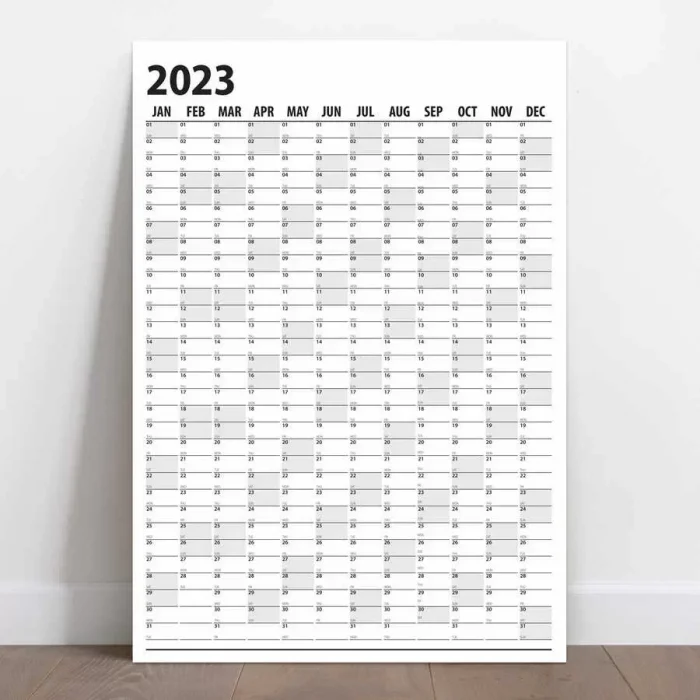 2026 Yıllık Planlayıcı Duvar Takvim Siyah Yearly Wall Planner