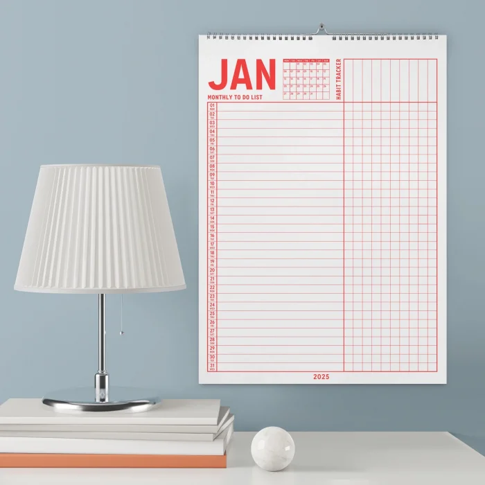 2026 Yıllık Planlayıcı Duvar Takvimi, A4, 33x48 cm, Alışkanlık Takipçisi, 2026 Wall Planner, Monthly Habbit Tracker, To Do List