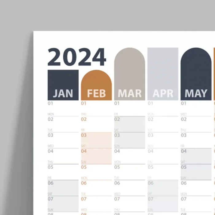 2026 Yıllık Planlayıcı Duvar Takvimi | Antrasit Gri Camel Bej Gri Renkler Aylık Planlayıcı