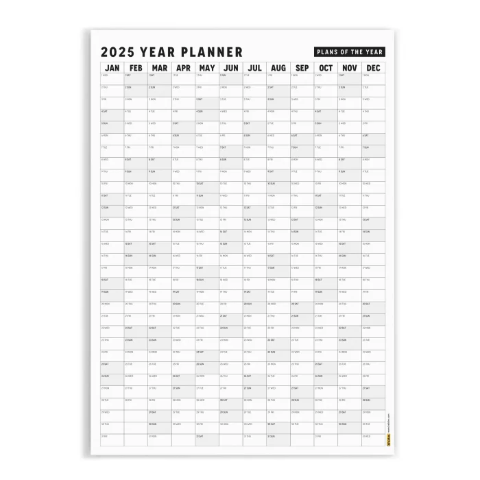 2026 Yıllık Planlayıcı Duvar Takvimi, Aylık Planlayıcı Aile Takvimi, Siyah Beyaz Takvim