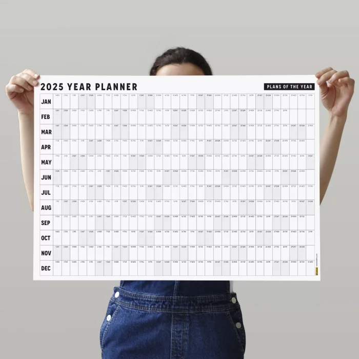 2026 Yıllık Planlayıcı Duvar Takvimi, Aylık Planlayıcı Aile Takvimi, Siyah Beyaz Yatay Takvim