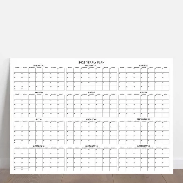 2026 Yıllık Planlayıcı Duvar Takvimi, Beyaz Renkli Kağıt