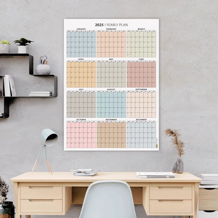 2026 Yıllık Planlayıcı Duvar Takvimi, Boho Renkler