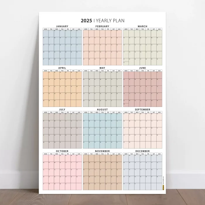 2026 Yıllık Planlayıcı Duvar Takvimi, Boho Renkler